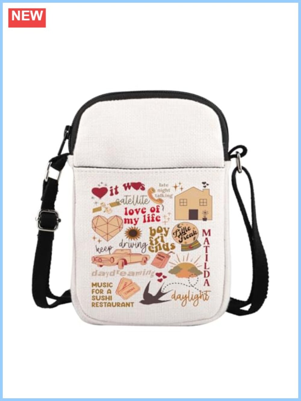 Singer Crossbody Bag Canvas Music Lover Gift Pouch